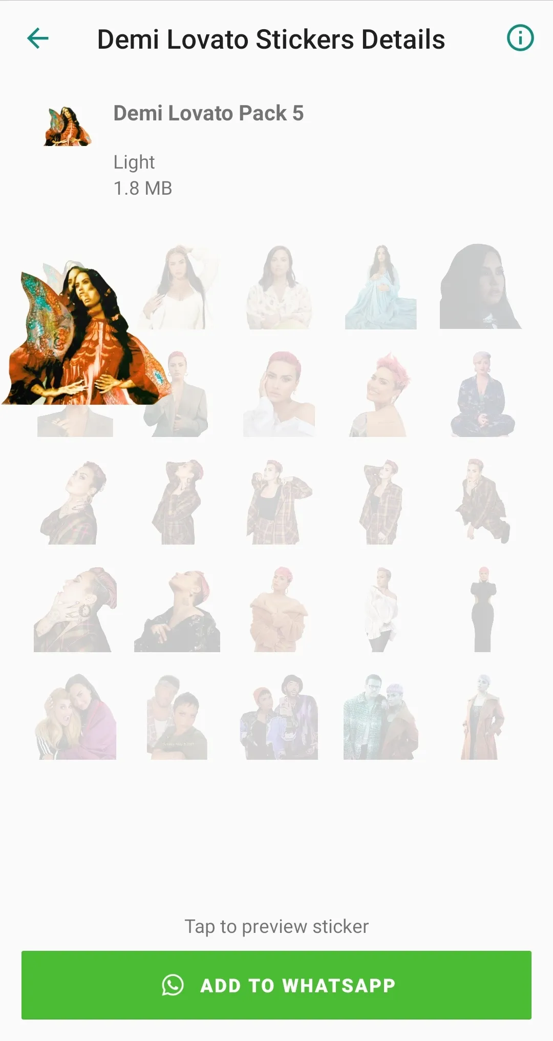 Demi Lovato Stickers App on WA | Indus Appstore | Screenshot