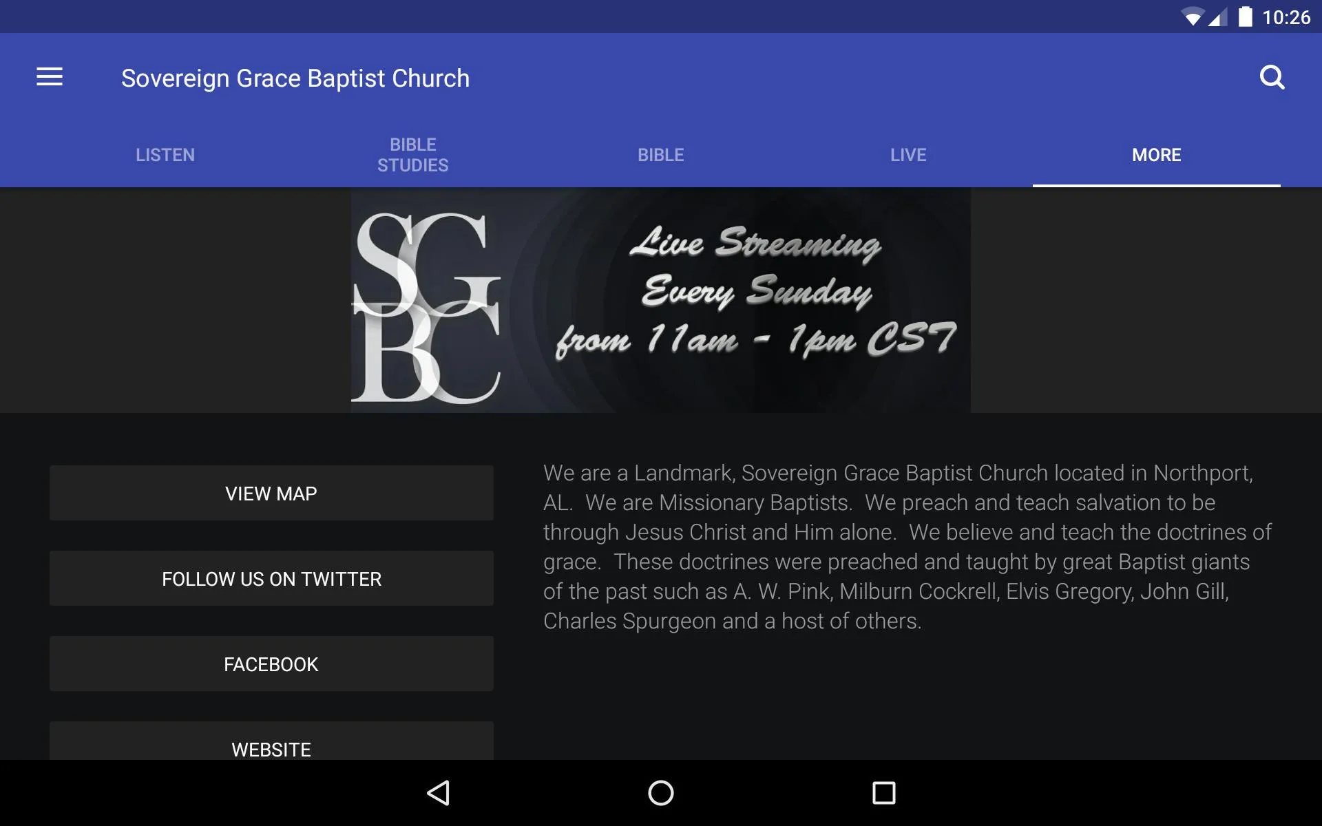 Sovereign Grace Baptist Church | Indus Appstore | Screenshot