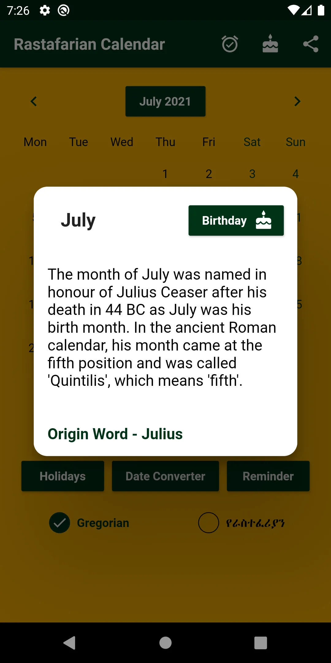 Rastafarian Calendar | Indus Appstore | Screenshot