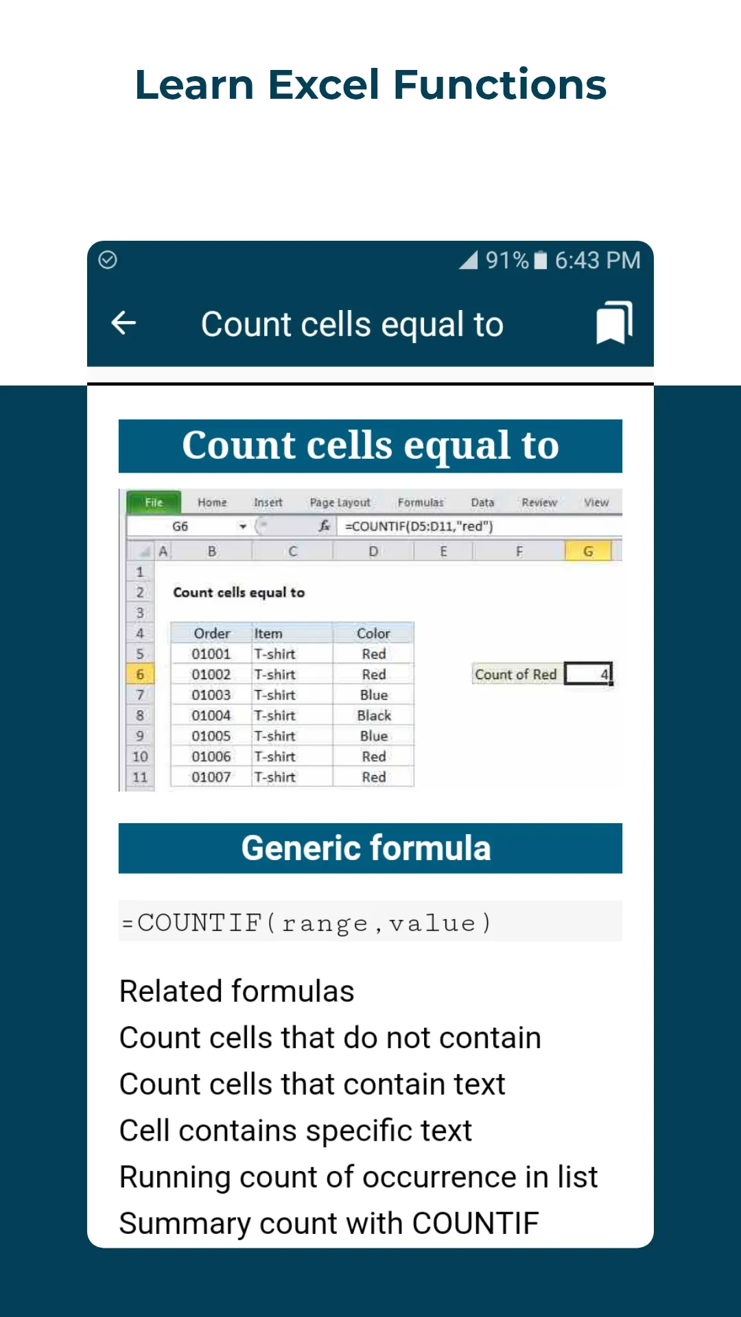 Excel Formulae and Functions | Indus Appstore | Screenshot