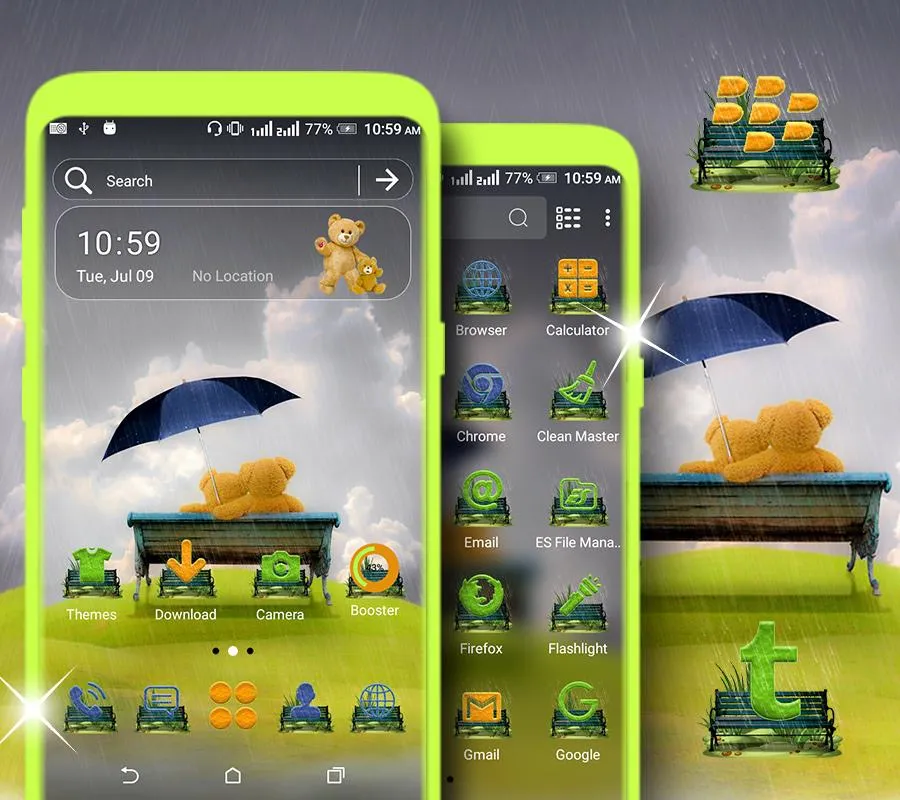 Rainy Teddy Launcher Theme | Indus Appstore | Screenshot