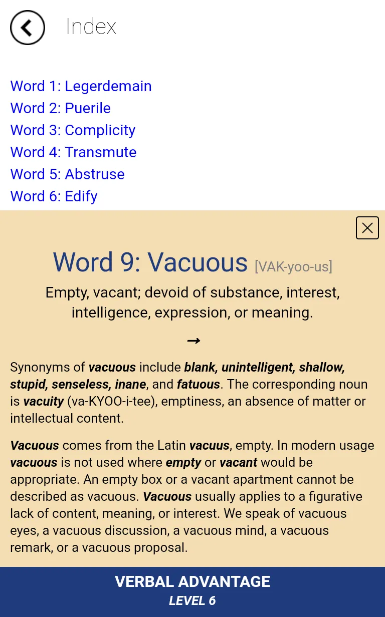 Verbal Advantage - Level 6 | Indus Appstore | Screenshot