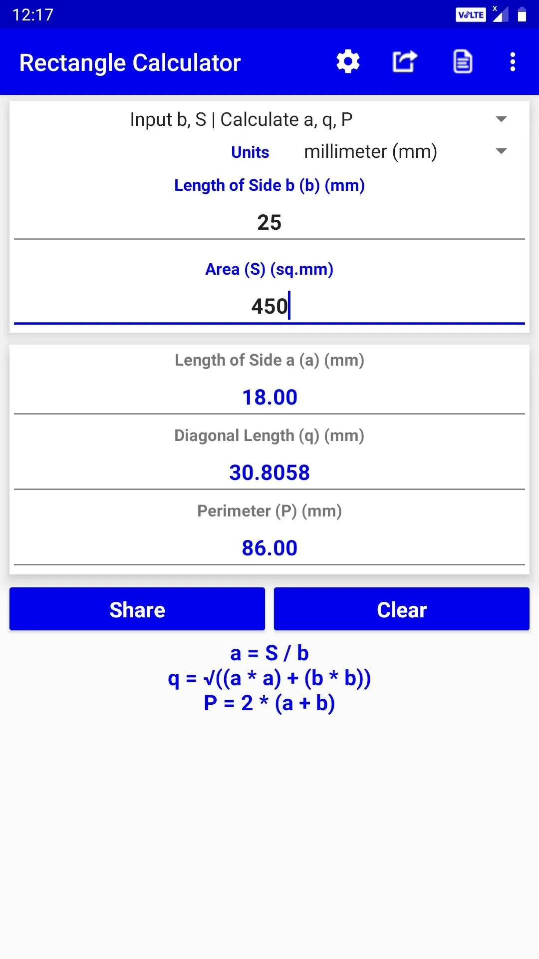 Rectangle Calculator | Indus Appstore | Screenshot