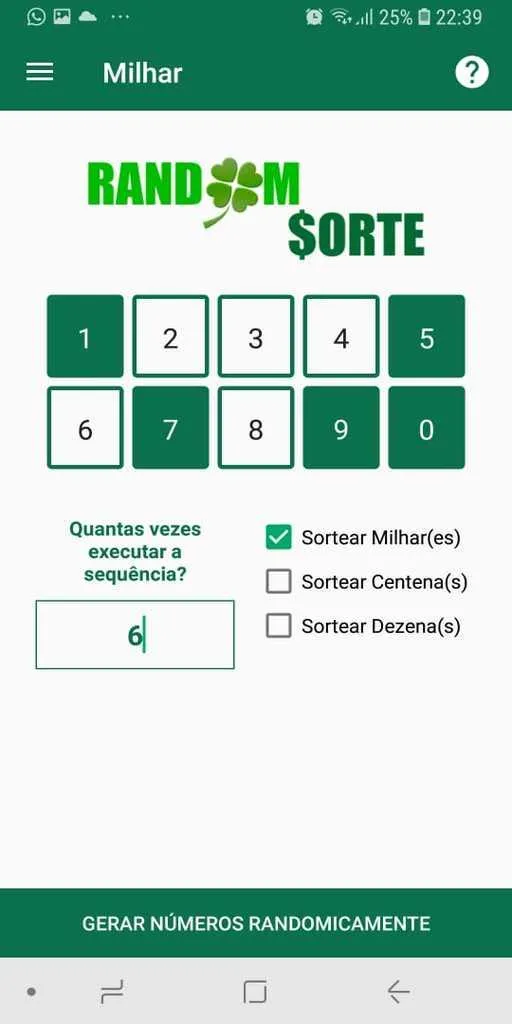 Loterias Random Sorte Lite | Indus Appstore | Screenshot