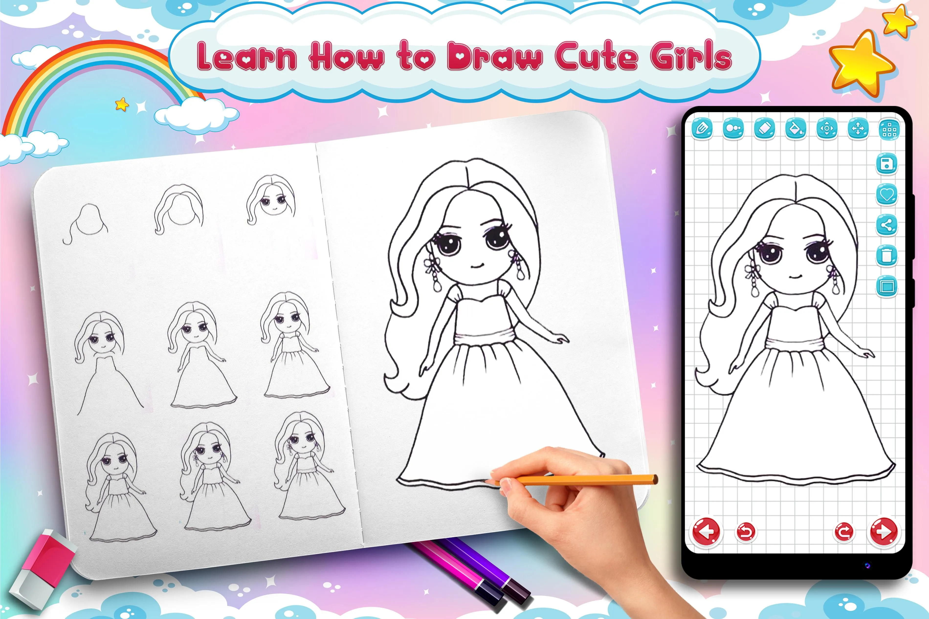 Learn to Draw Cute Girls | Indus Appstore | Screenshot