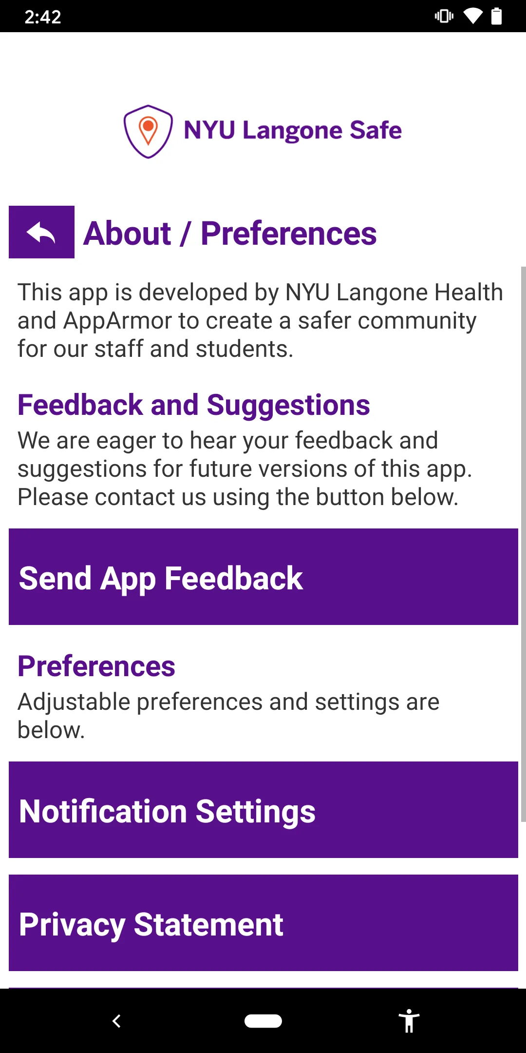 NYU Langone Safe | Indus Appstore | Screenshot