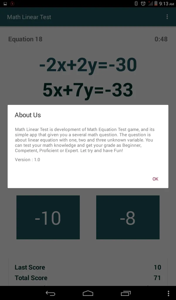 Math Linear Test | Indus Appstore | Screenshot