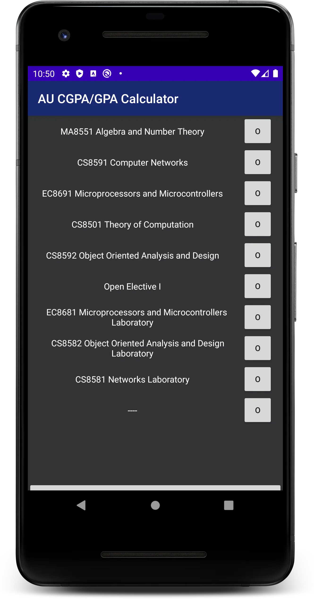 AU CGPA/GPA Calculator | Indus Appstore | Screenshot