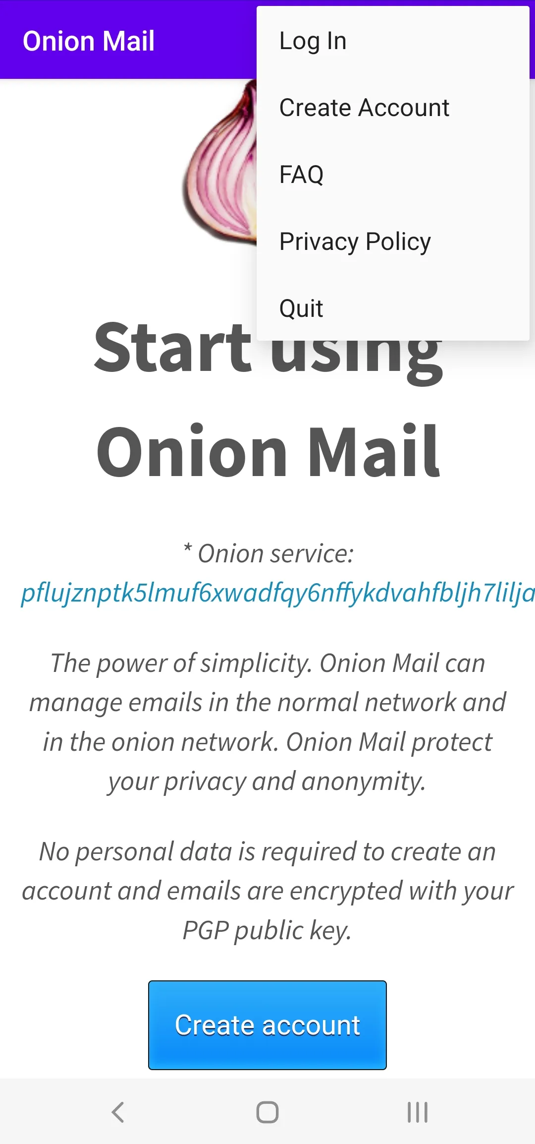 Onion Mail | Indus Appstore | Screenshot