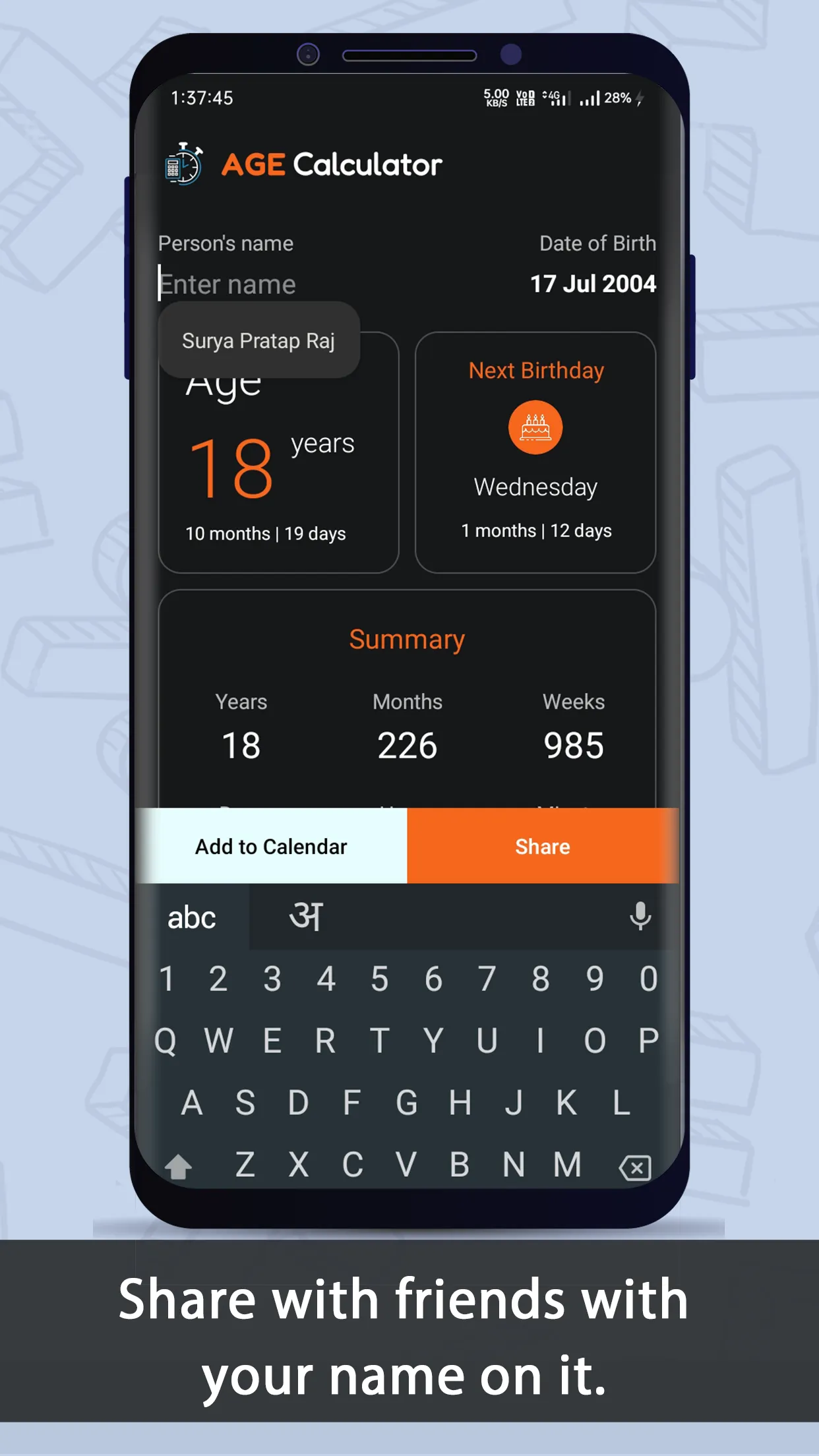 Birthday Age Calculator | Indus Appstore | Screenshot