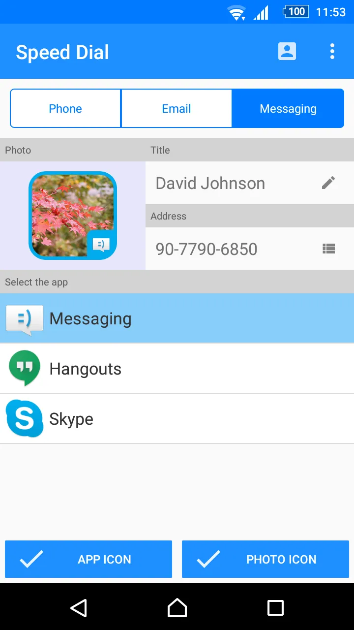 Speed dial for Phone/Mail/SMS | Indus Appstore | Screenshot