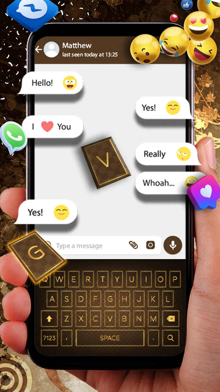 Transparent Golden Keyboard | Indus Appstore | Screenshot