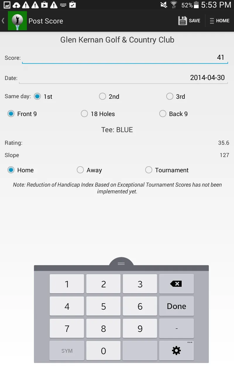 Golf Handicap Calculator | Indus Appstore | Screenshot