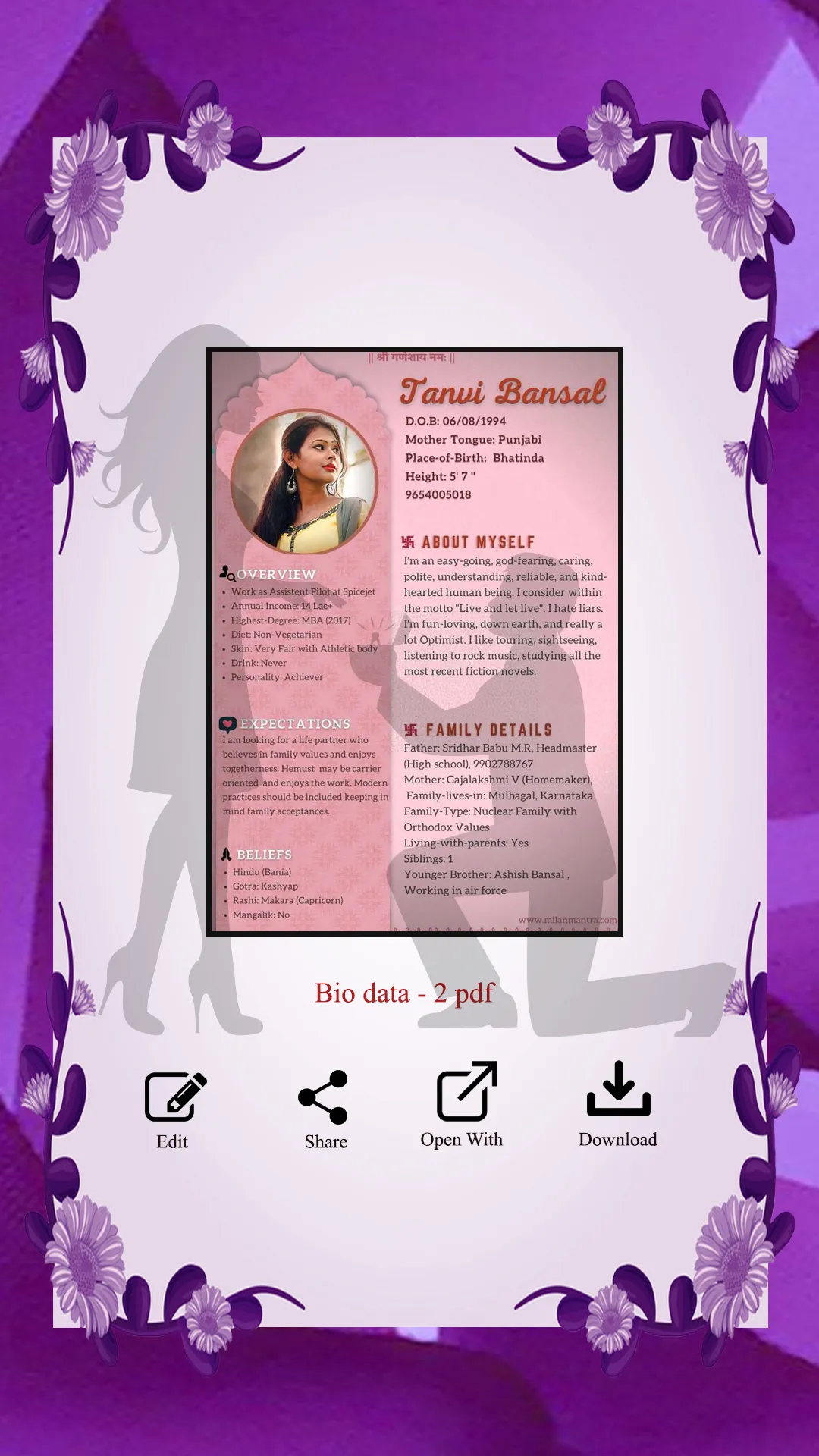 Perfect Match BioData Maker | Indus Appstore | Screenshot