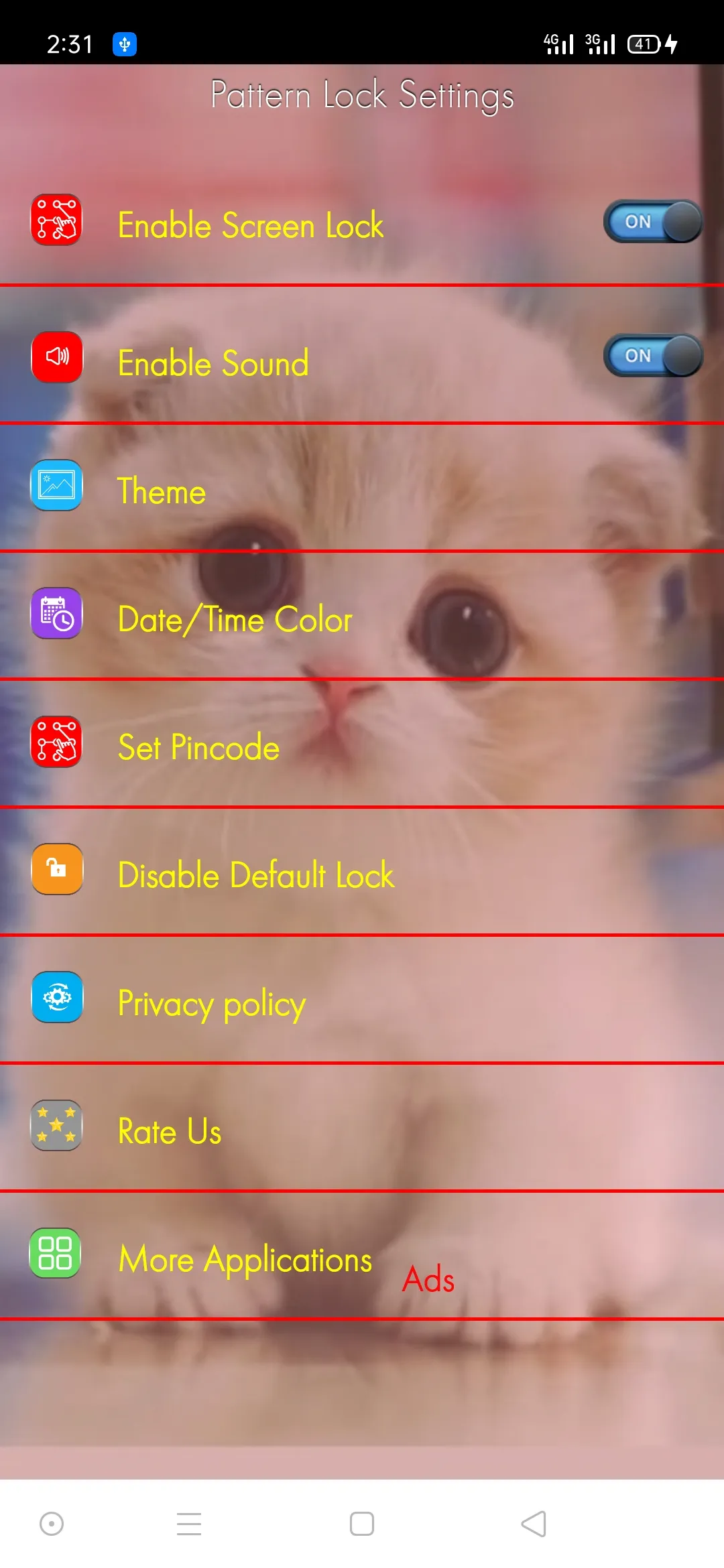 Kitty Cat Pattern Lock Screen | Indus Appstore | Screenshot