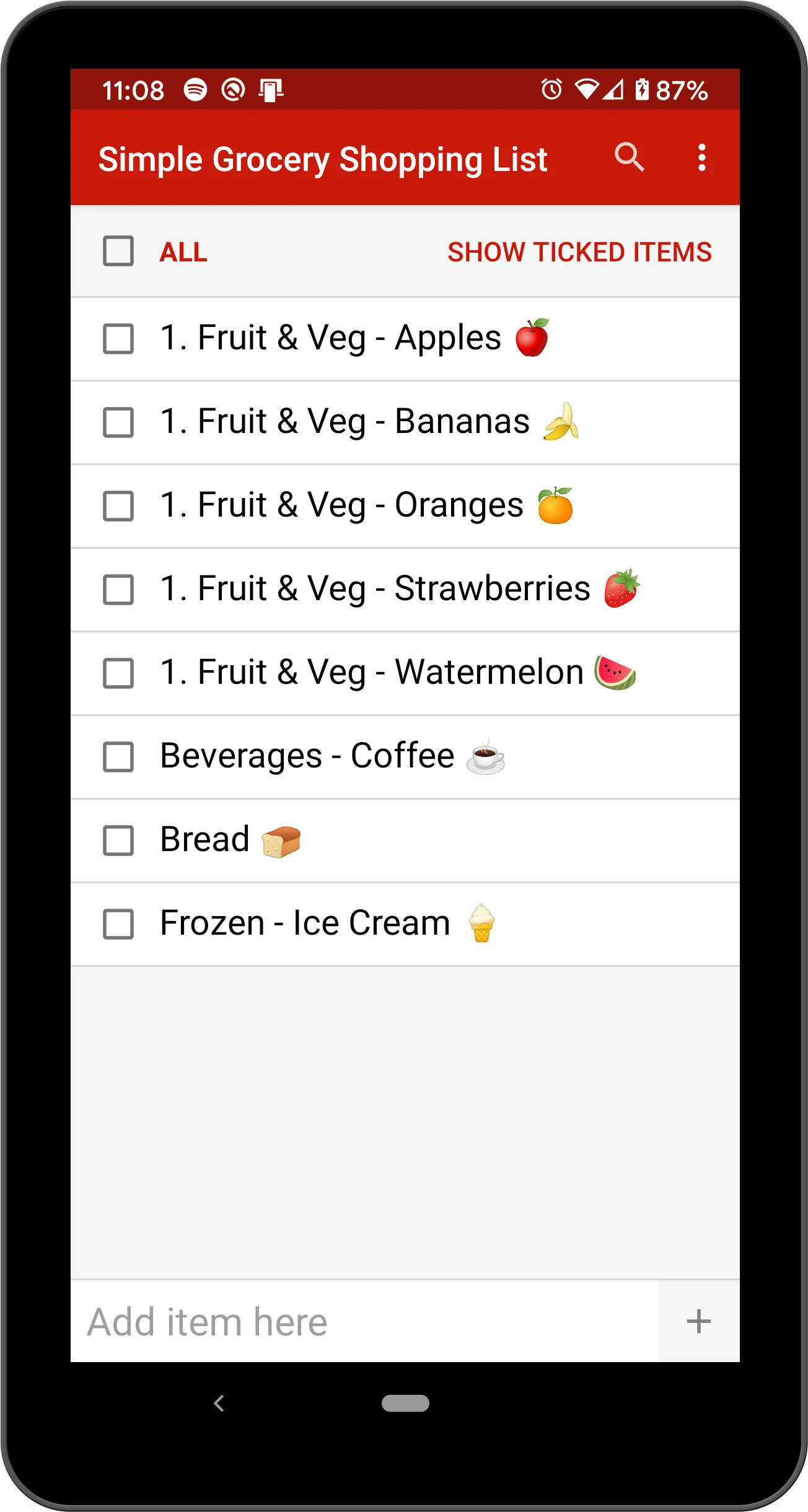 Simple Grocery Shopping List | Indus Appstore | Screenshot