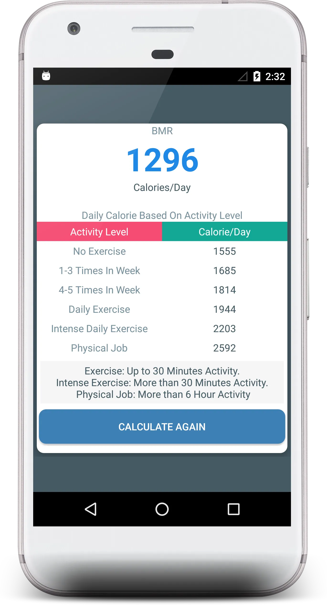 Basal Metabolic Rate Calculato | Indus Appstore | Screenshot