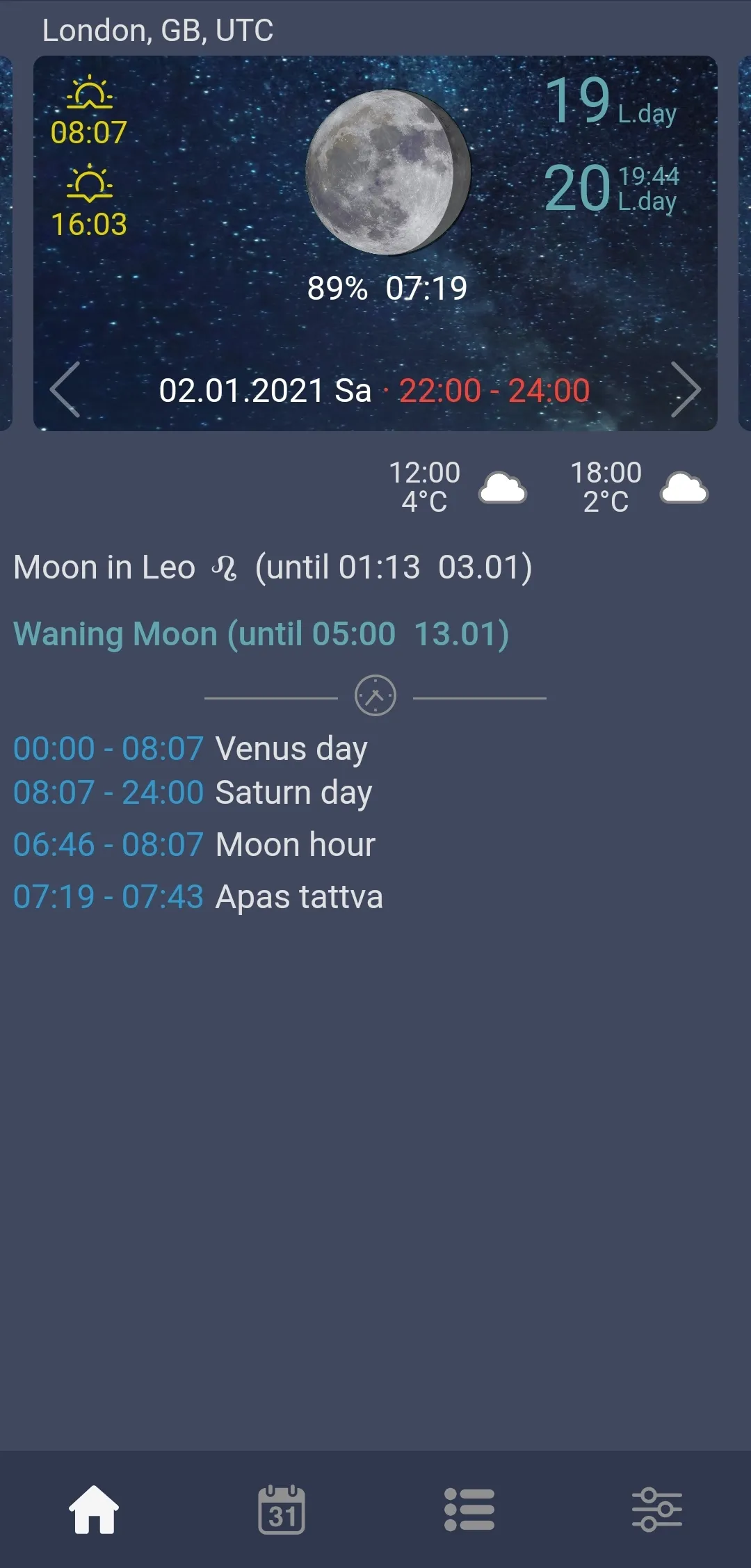 Moon Assistant  Lunar calendar | Indus Appstore | Screenshot