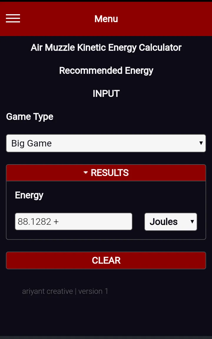 Air Muzzle Kinetic Energy Calc | Indus Appstore | Screenshot