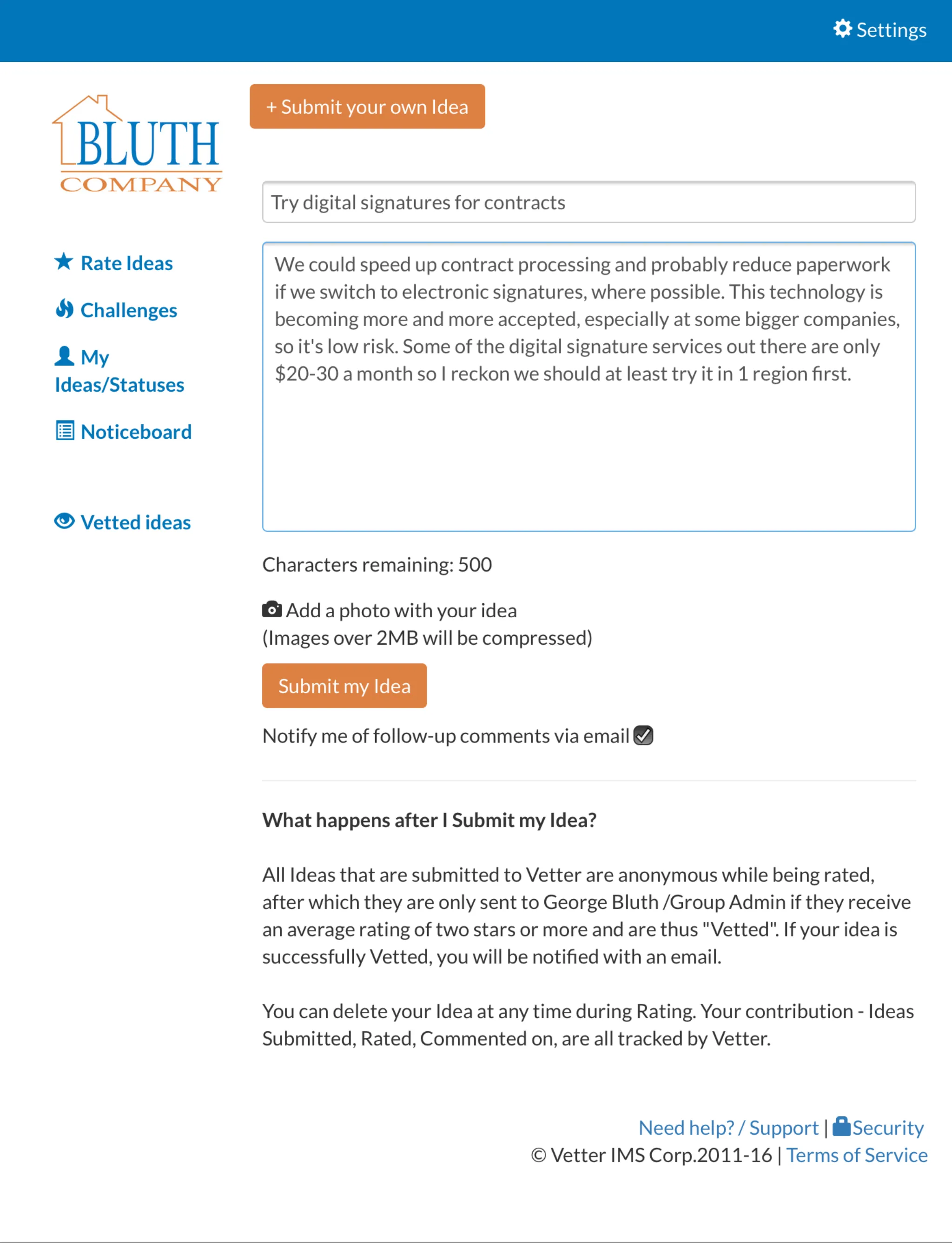 Vetter Employee Suggestion Box | Indus Appstore | Screenshot