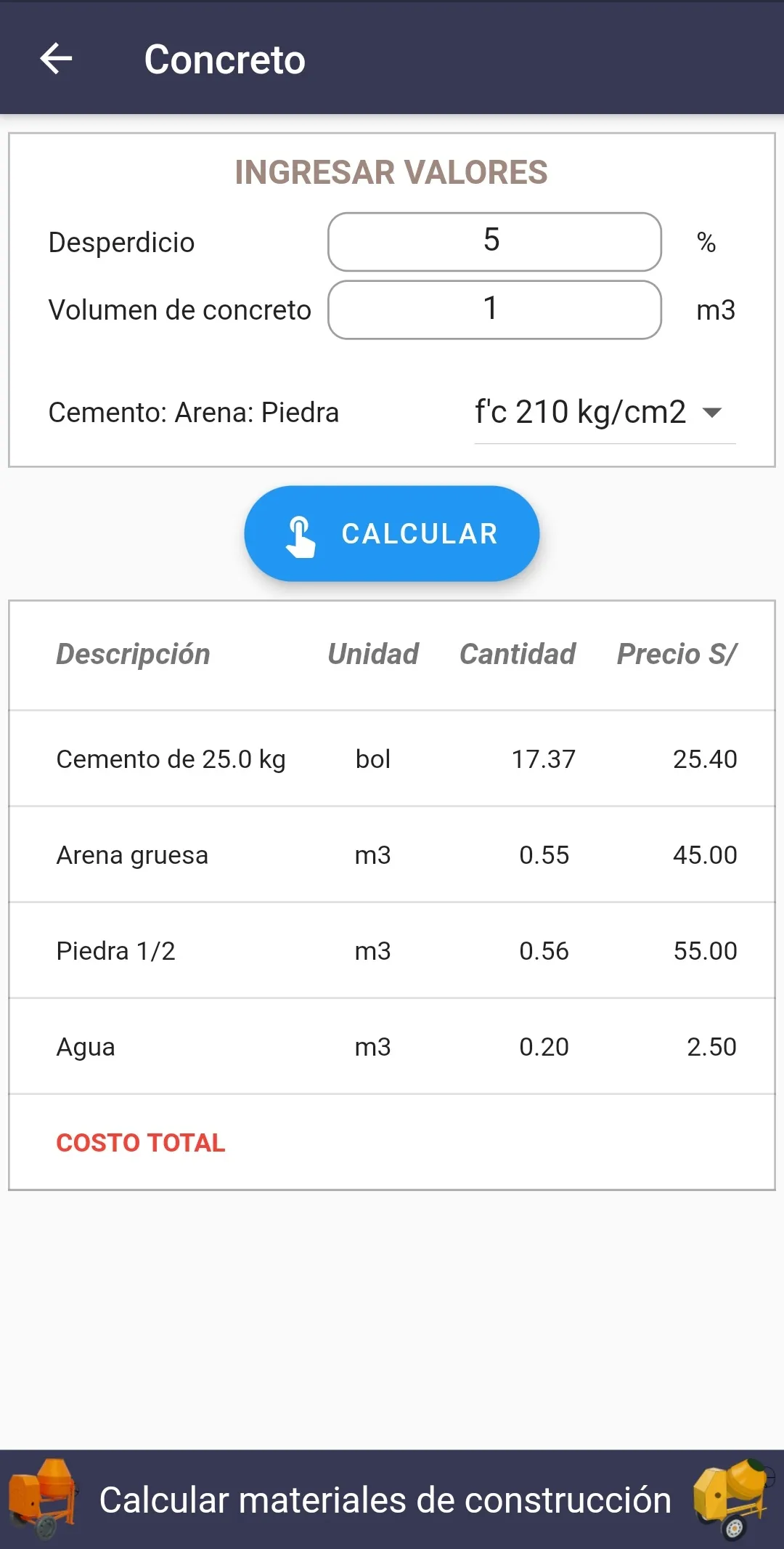 Calcular materiales de constru | Indus Appstore | Screenshot