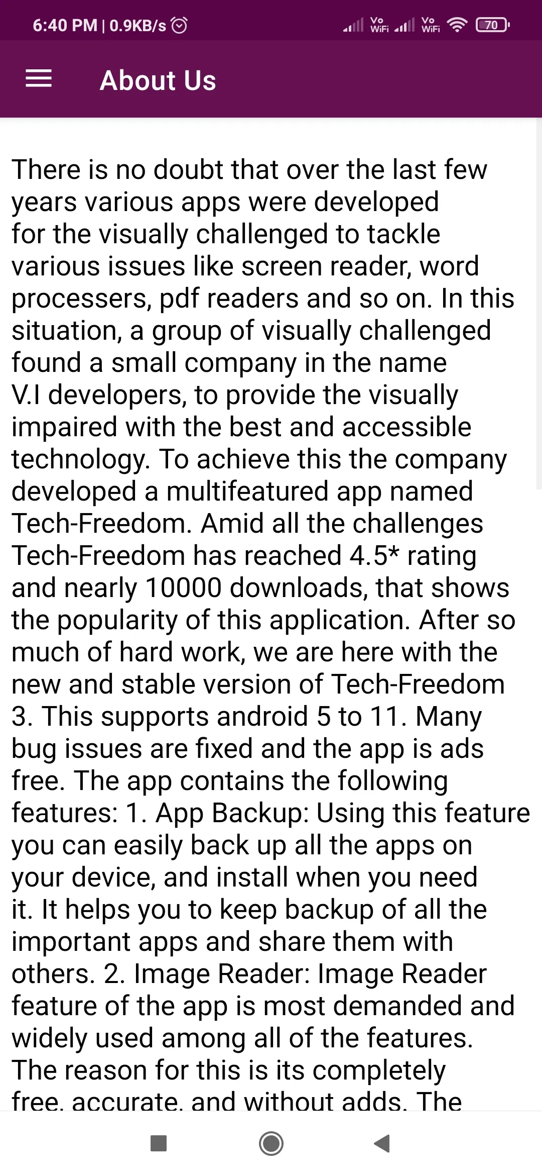 Tech Freedom: Helping blind | Indus Appstore | Screenshot