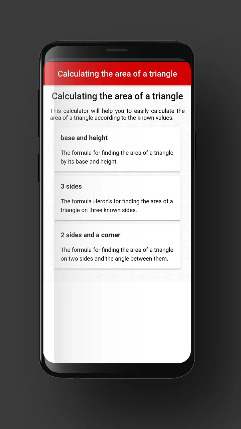 Triangle Area Calculator | Indus Appstore | Screenshot