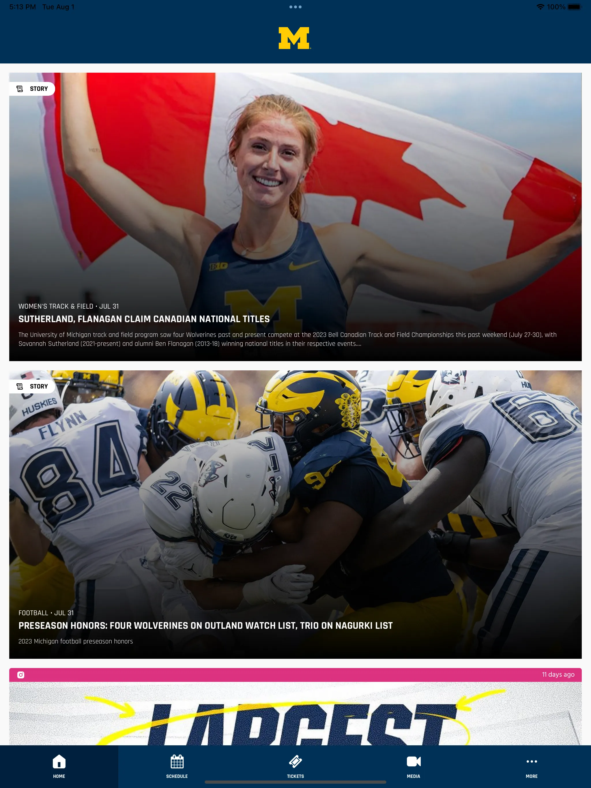 Michigan Athletics | Indus Appstore | Screenshot