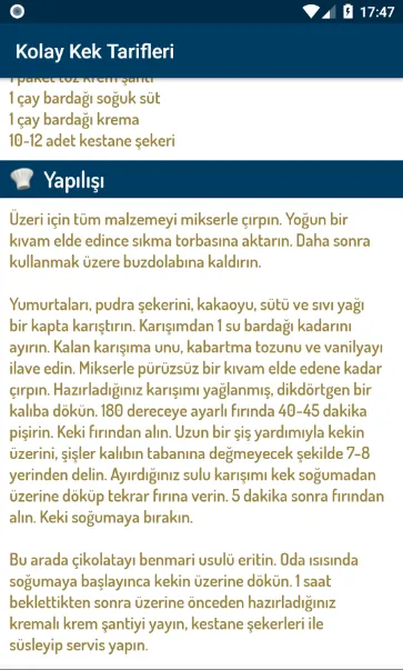 Kolay Kek Tarifleri (İnternets | Indus Appstore | Screenshot