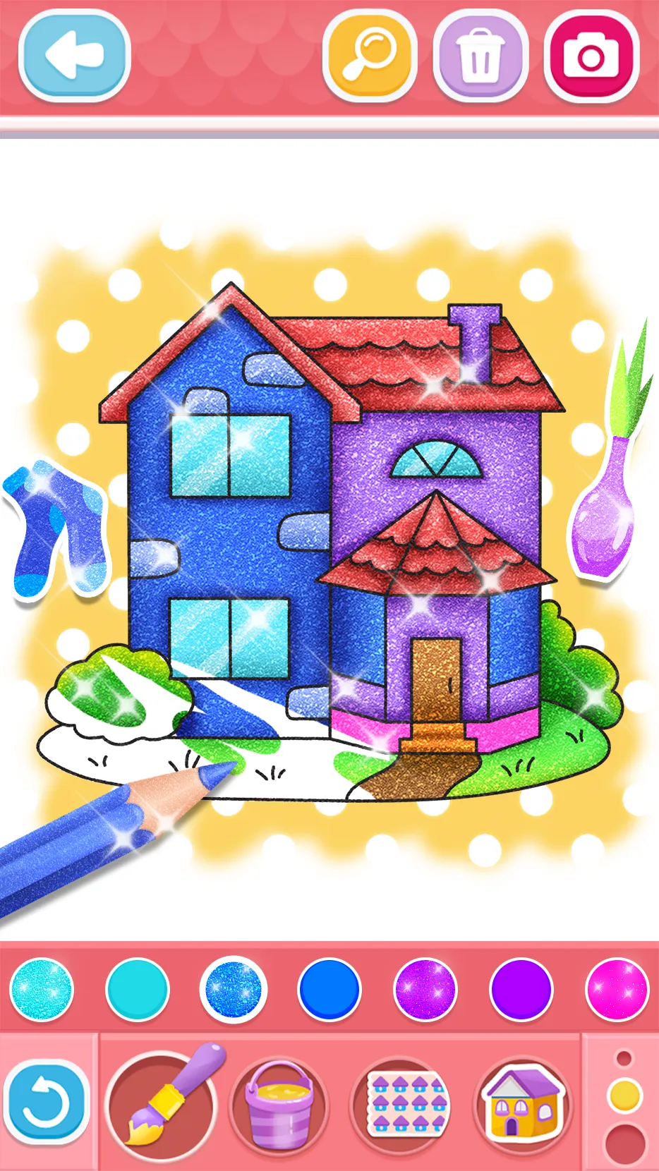 Glitter House coloring for kid | Indus Appstore | Screenshot