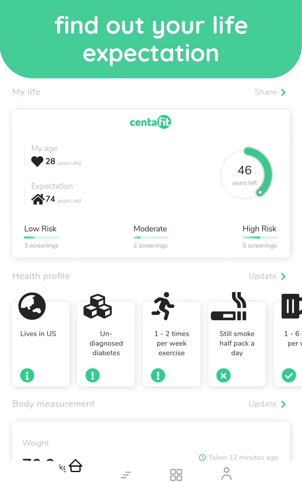 Centafit: Health Check, Screen | Indus Appstore | Screenshot