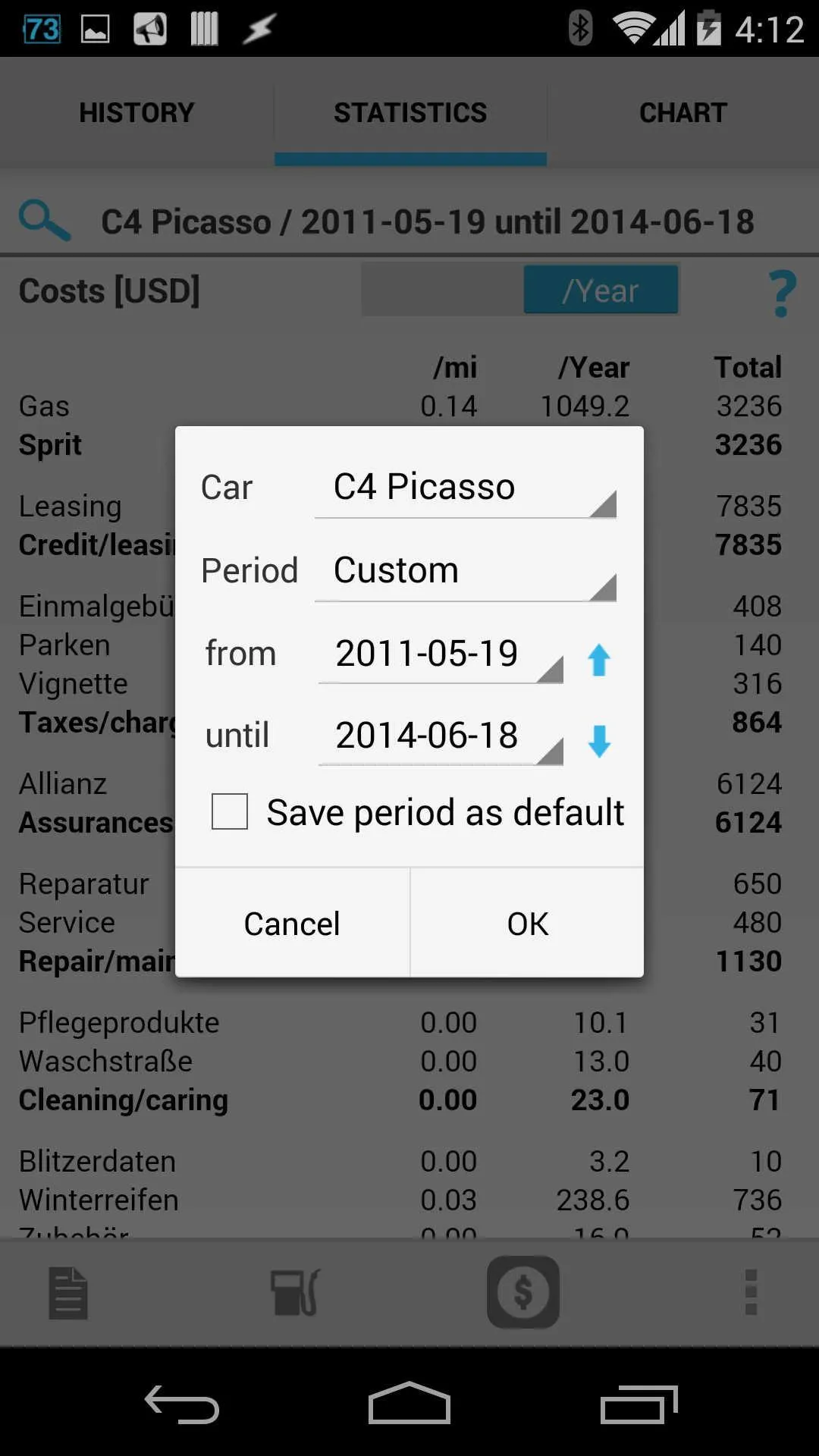 Car-costs and fuel log | Indus Appstore | Screenshot