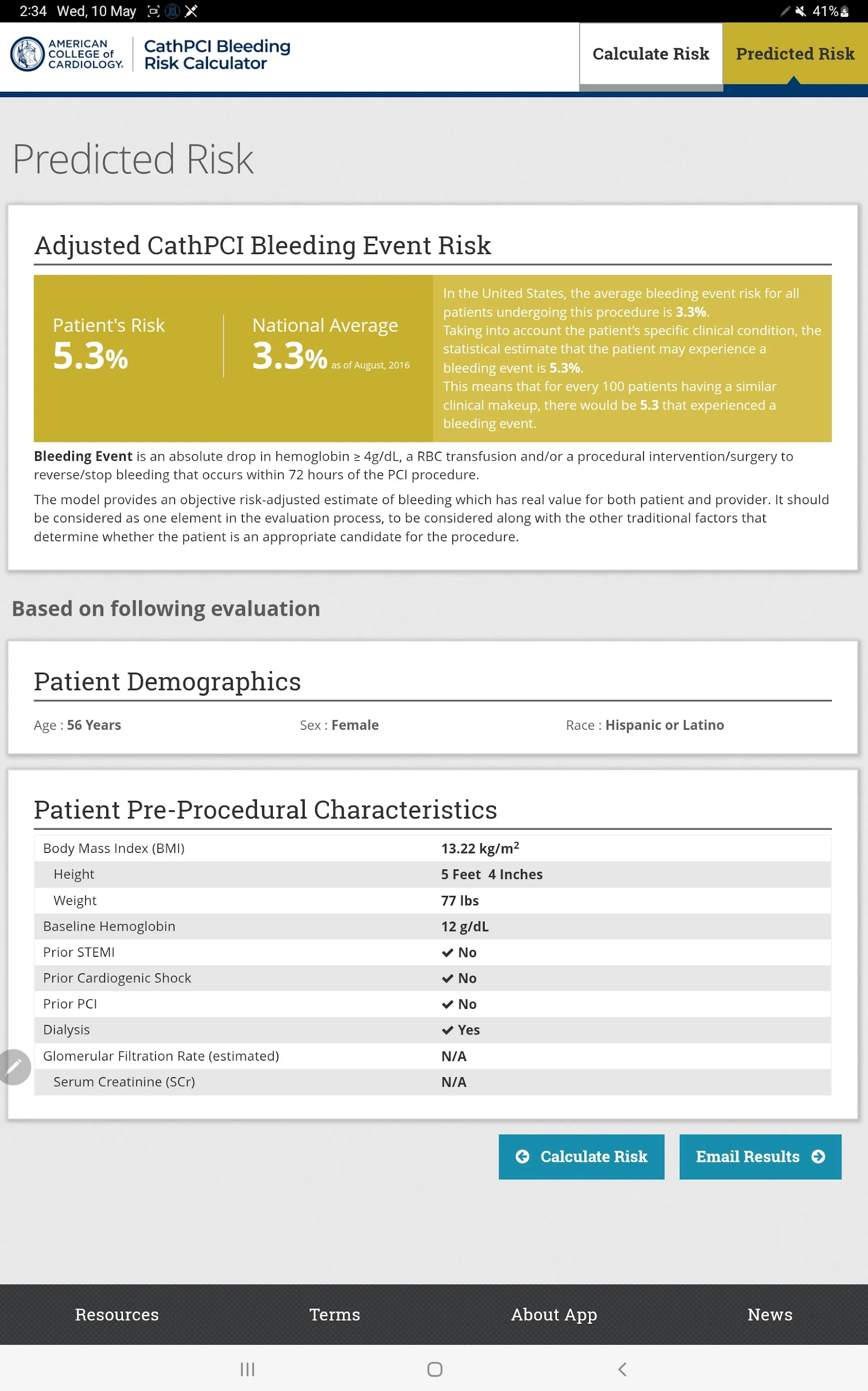 CathPCI Risk Calculator | Indus Appstore | Screenshot