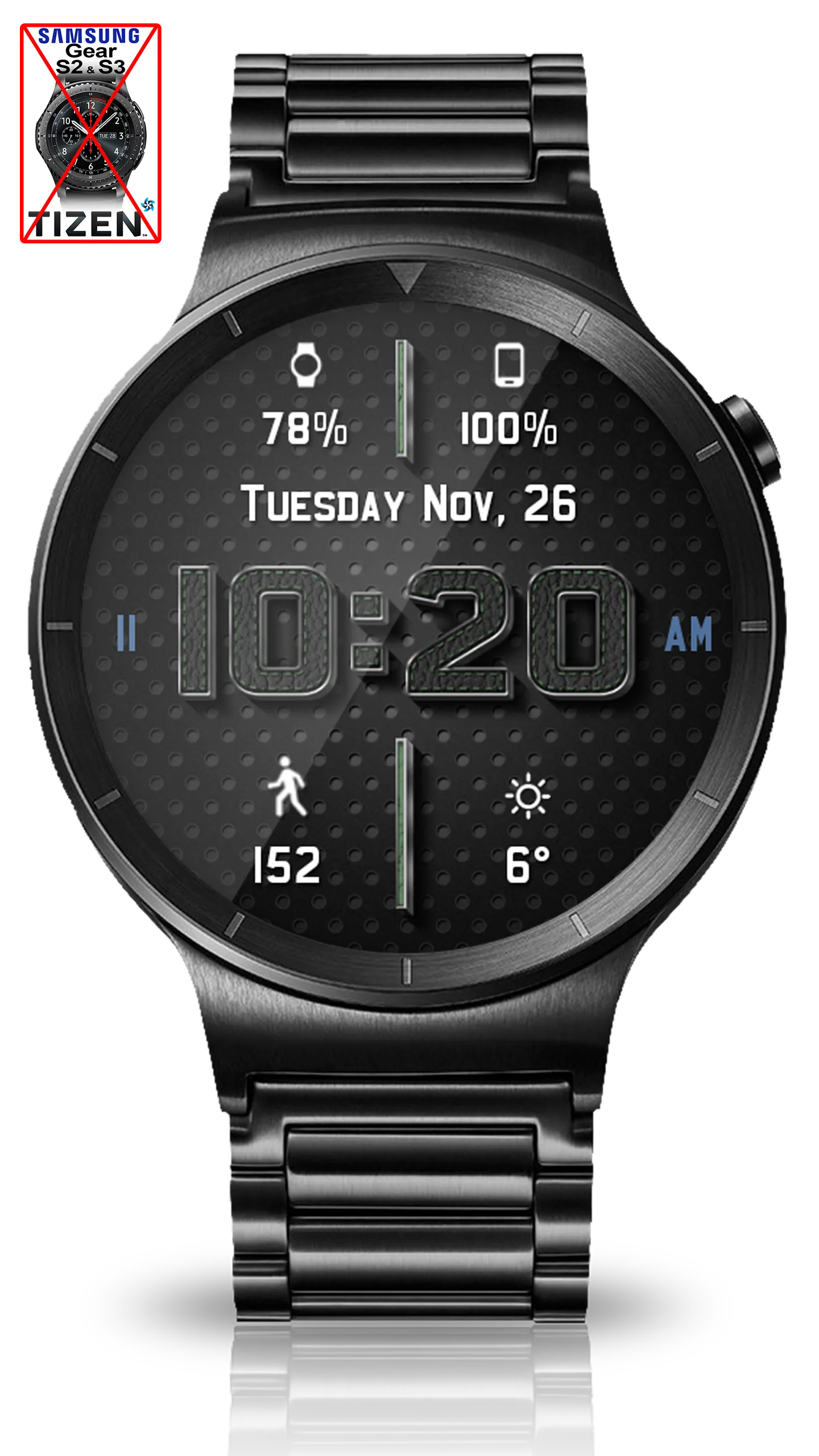 Chrome Leather HD Watch Face | Indus Appstore | Screenshot