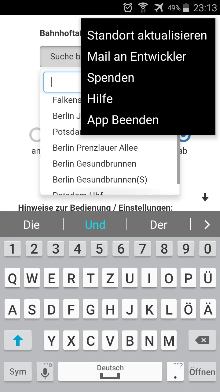 Bahnhoftafel mit GPS | Indus Appstore | Screenshot