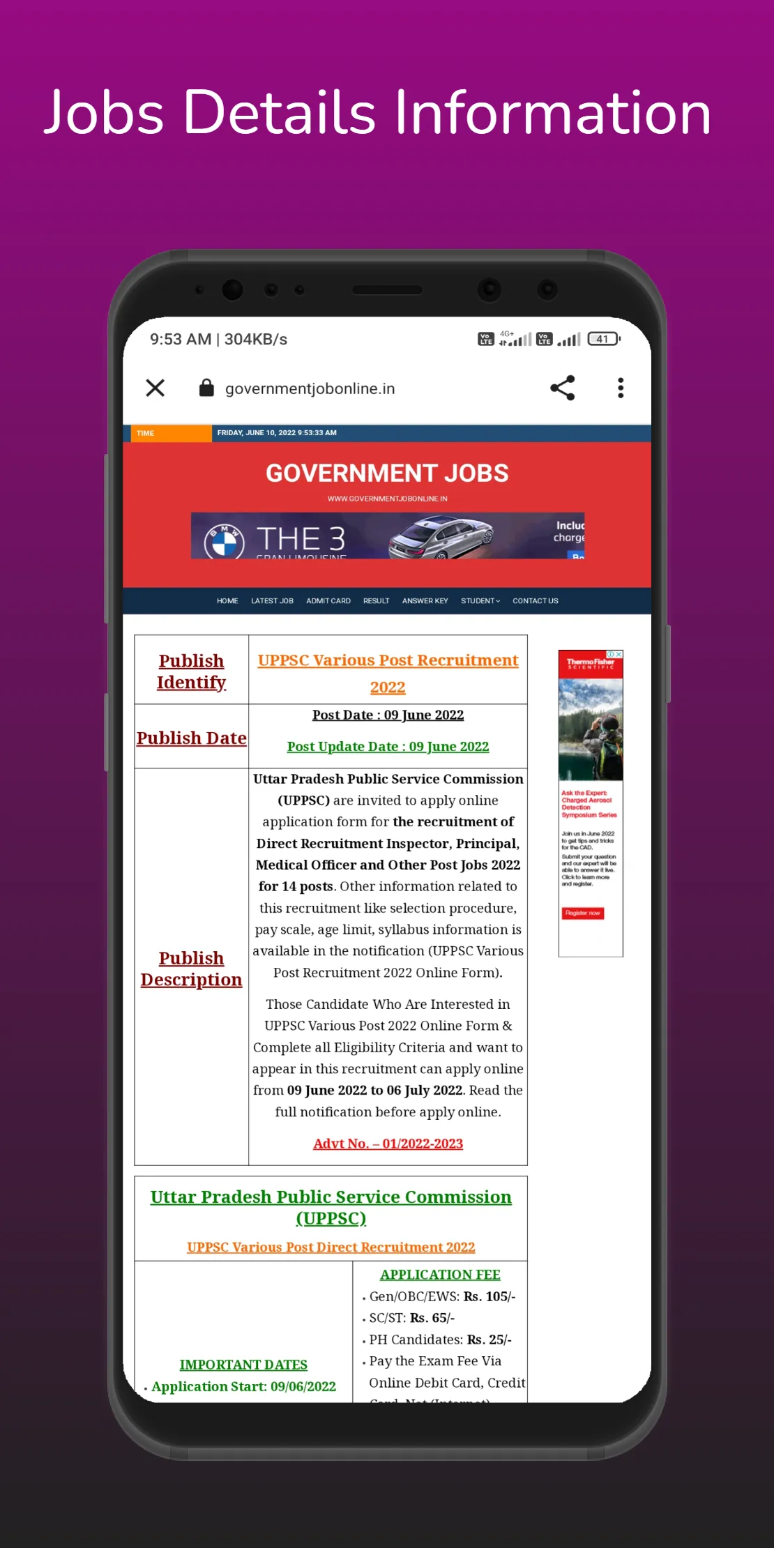 Government Jobs, Job Search | Indus Appstore | Screenshot