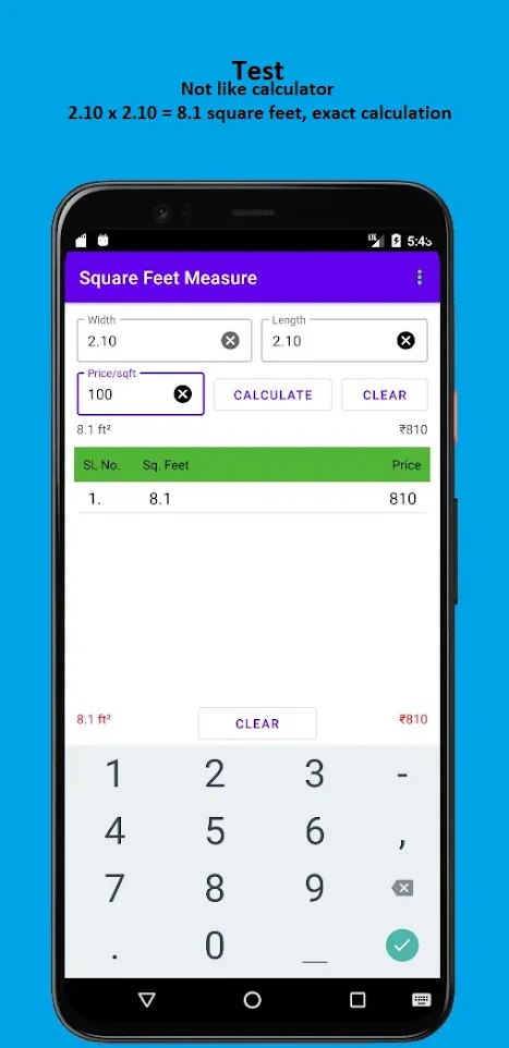 Square Feet Measure | Indus Appstore | Screenshot