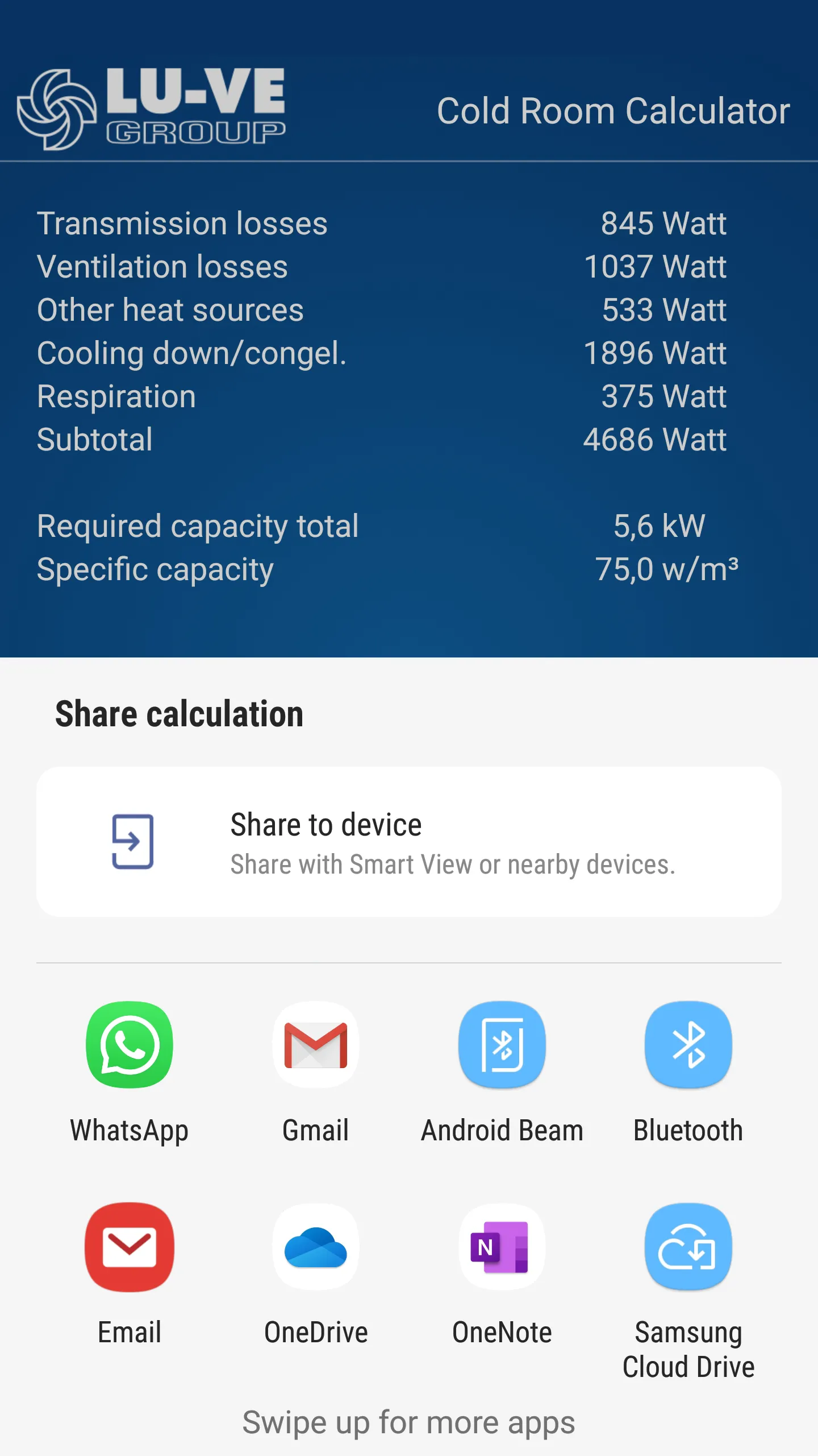 Cold Room Calculator | Indus Appstore | Screenshot