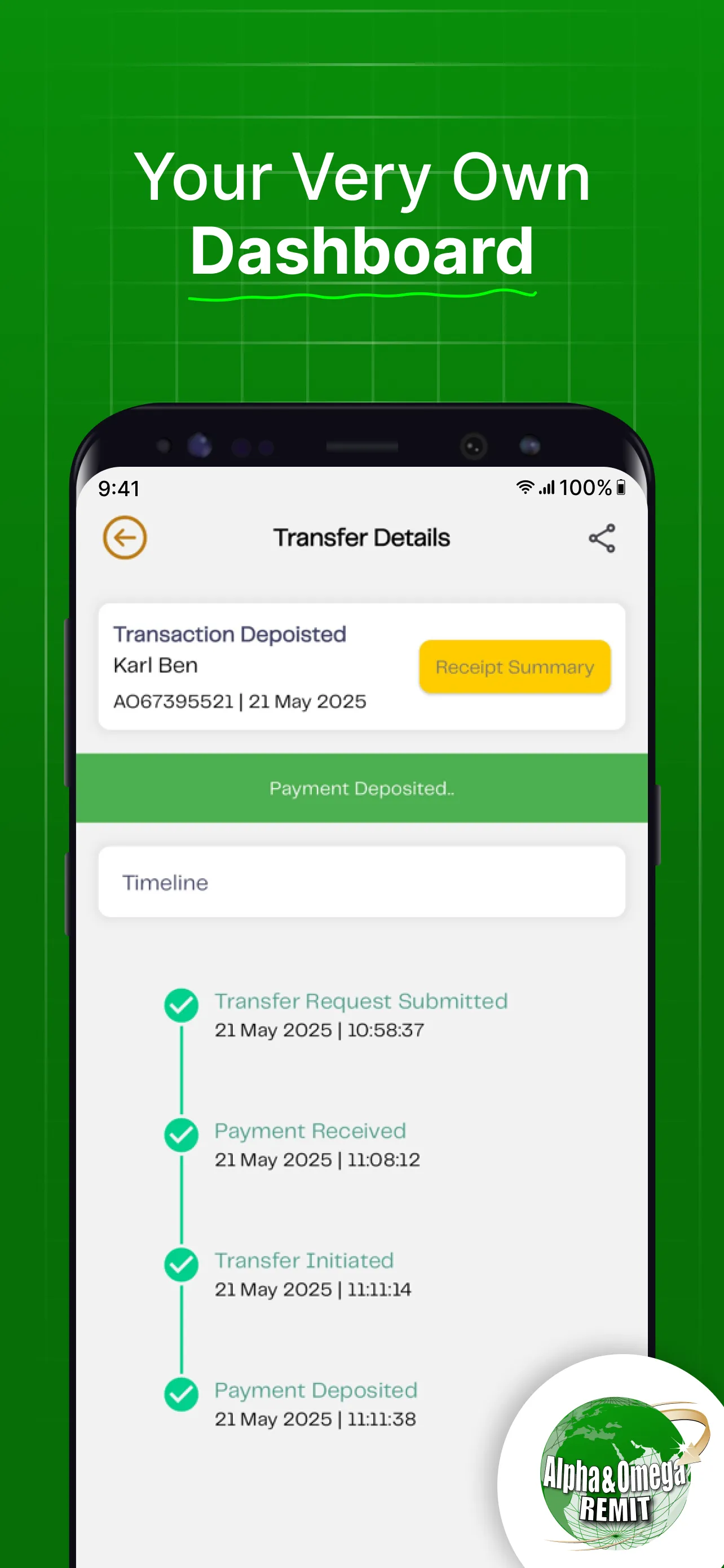 Alpha & Omega - Money Transfer | Indus Appstore | Screenshot