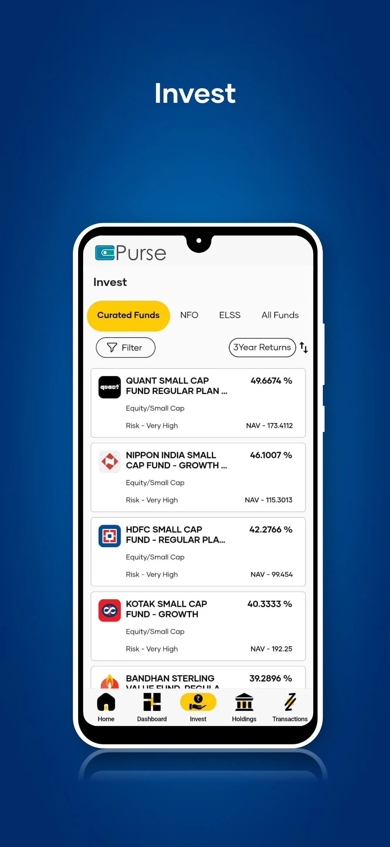 Purse: MF, FD, NPS & Insurance | Indus Appstore | Screenshot