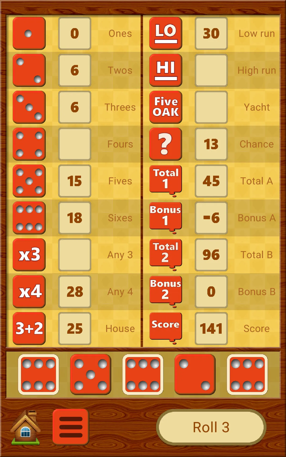 FiveOAK, yatzy dice game. | Indus Appstore | Screenshot