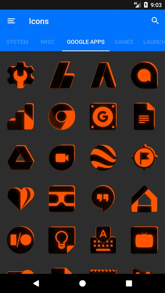 Flat Black and Orange IconPack | Indus Appstore | Screenshot