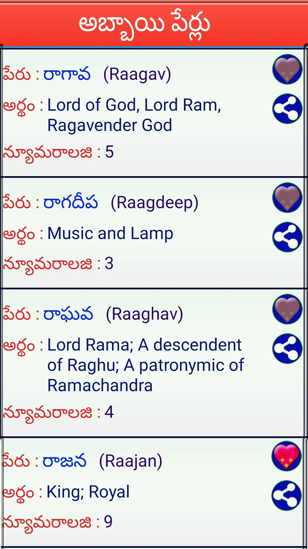 Telugu Baby Names with Meaning | Indus Appstore | Screenshot