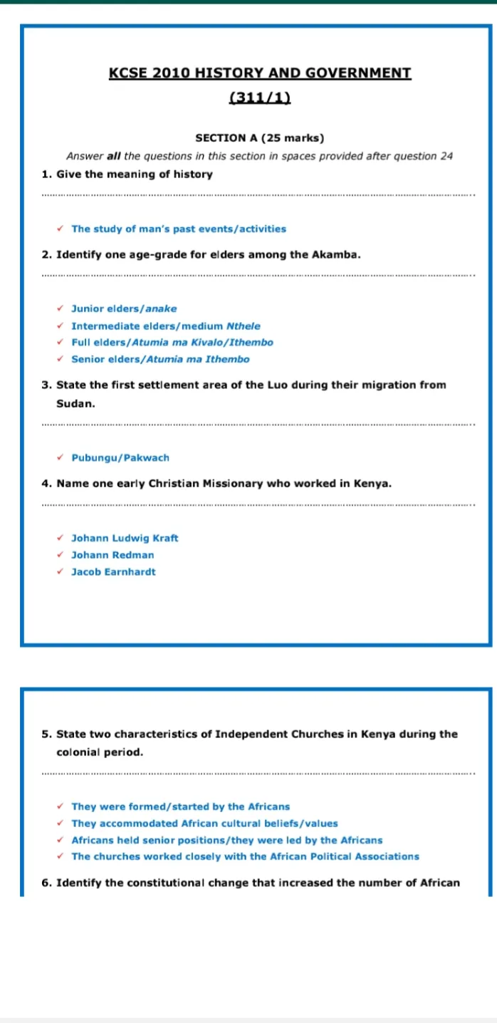 Kcse History Past Papers | Indus Appstore | Screenshot