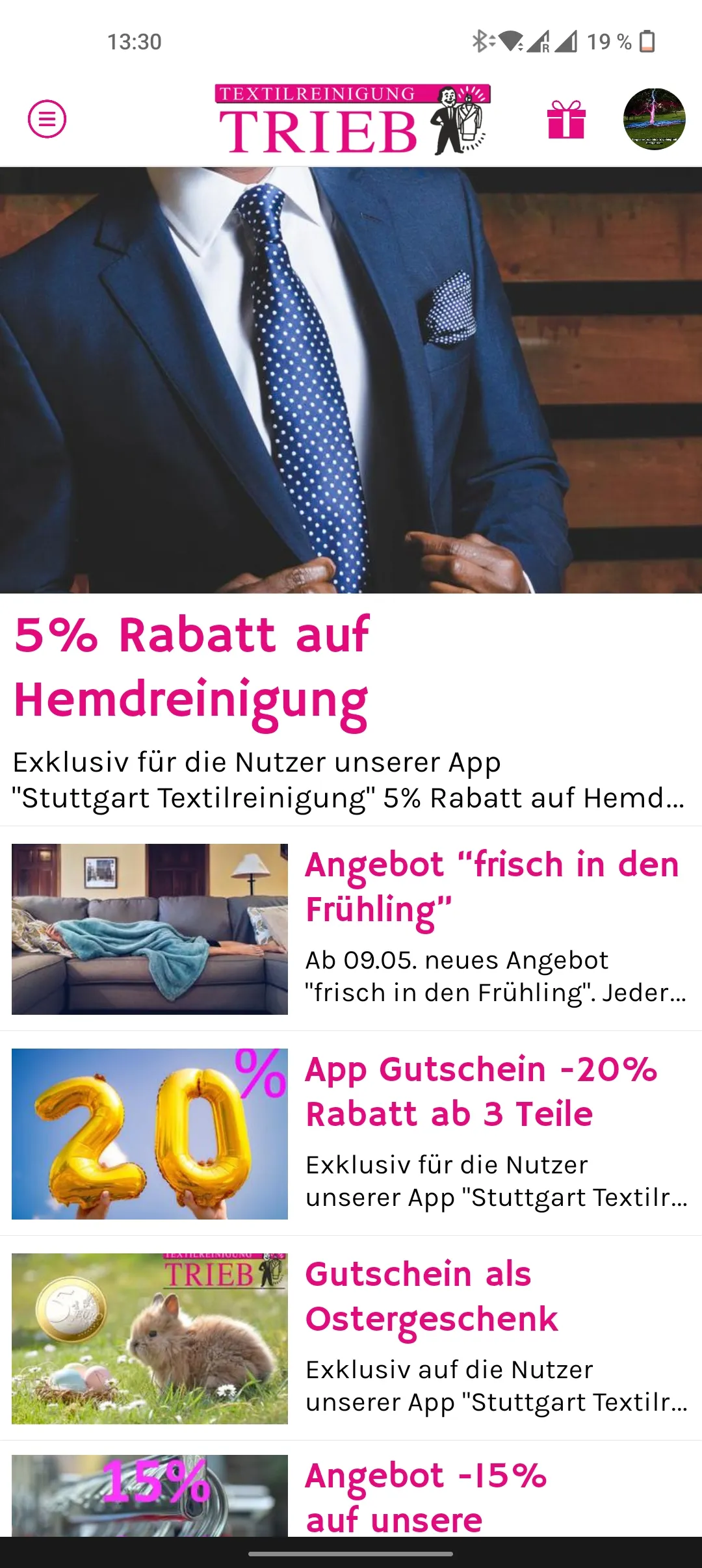 Stuttgart Textilreinigung | Indus Appstore | Screenshot