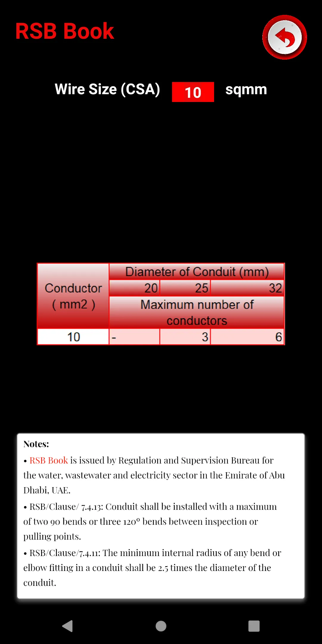 Wires & Cables  Conduit Sizer | Indus Appstore | Screenshot