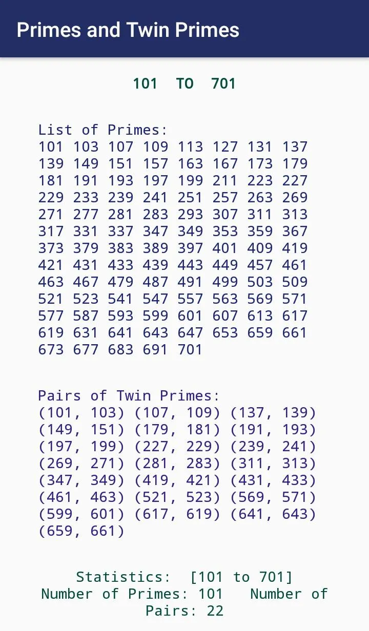 Primes and Twin Primes | Indus Appstore | Screenshot