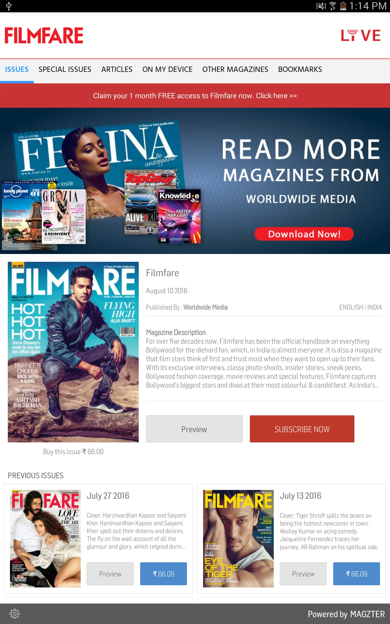 Filmfare | Indus Appstore | Screenshot