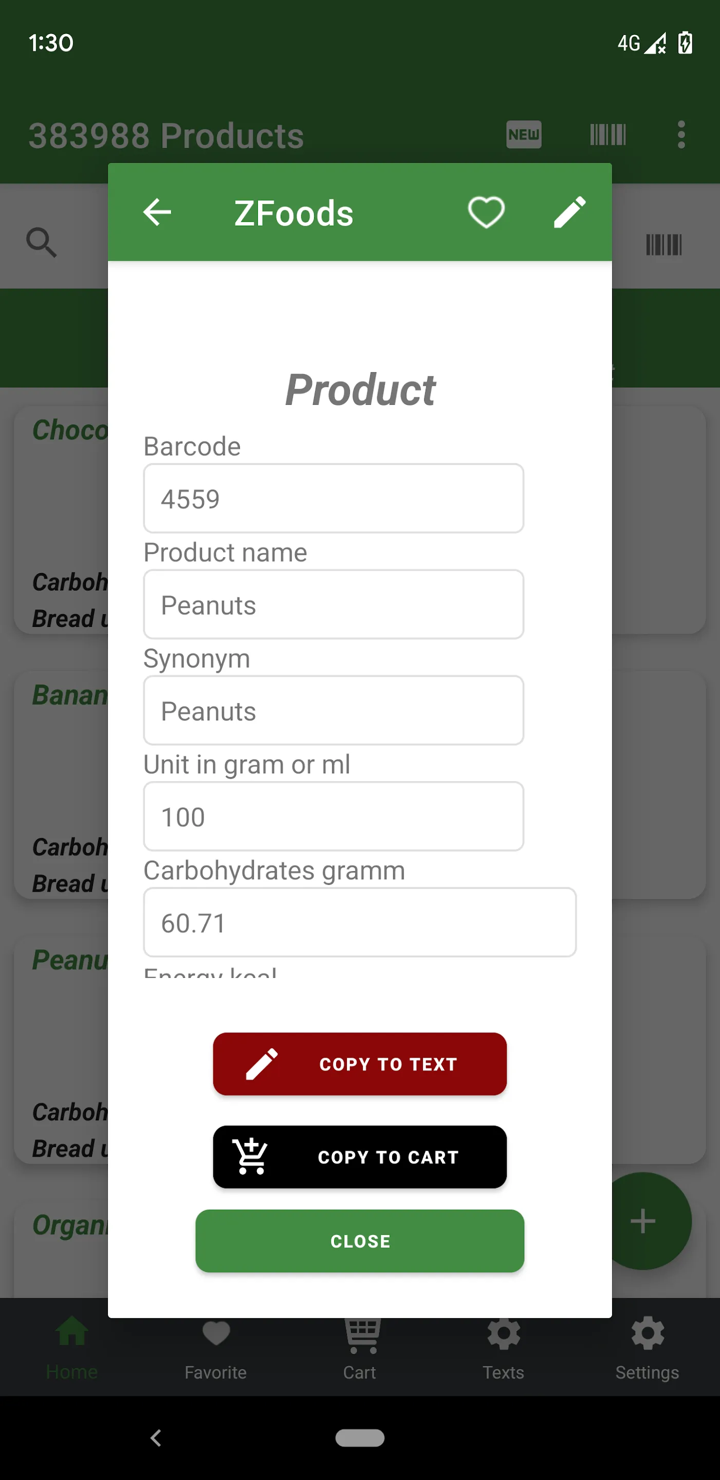 Nutrition table Food Diary | Indus Appstore | Screenshot