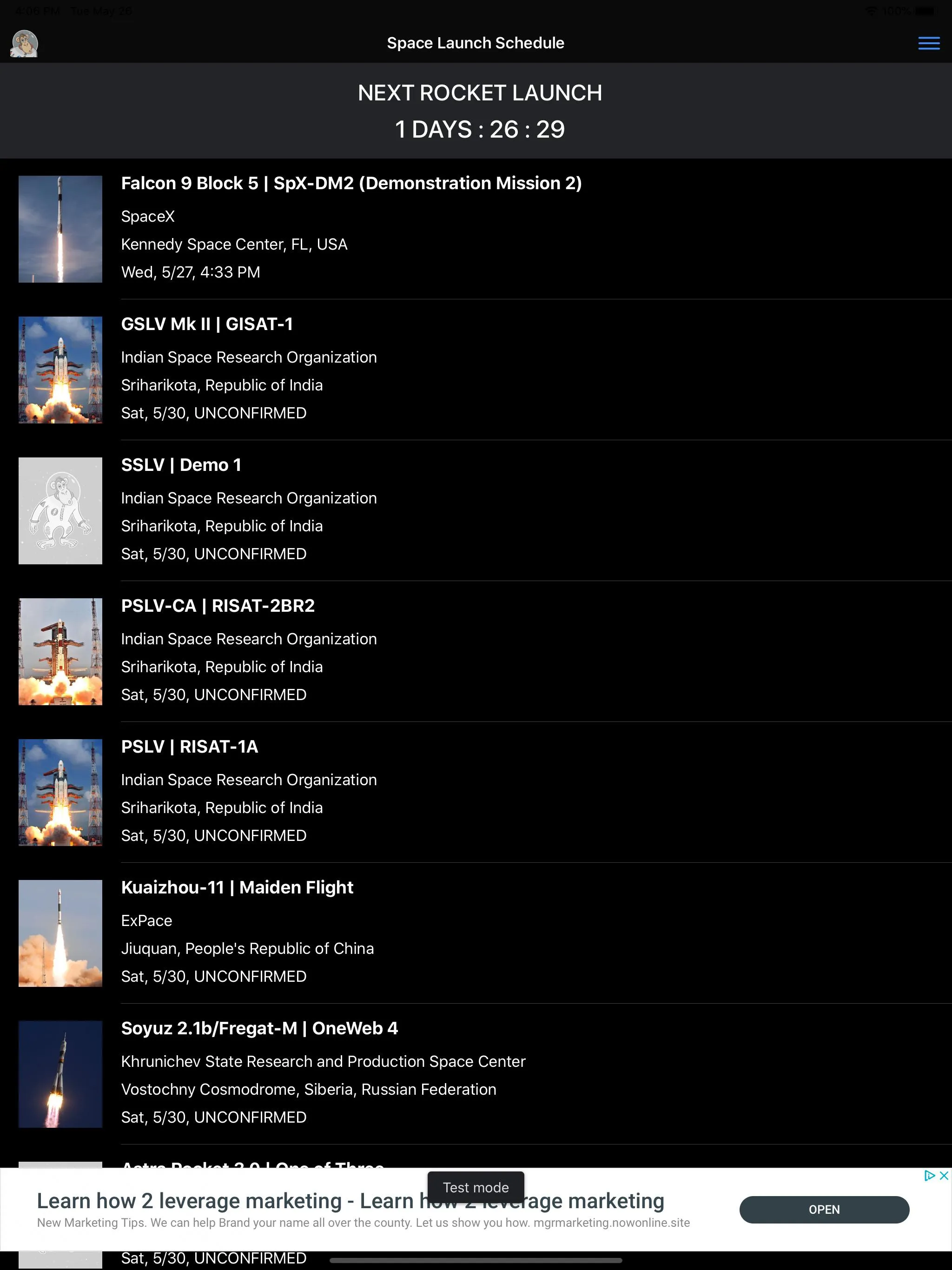 Space Launch Schedule | Indus Appstore | Screenshot